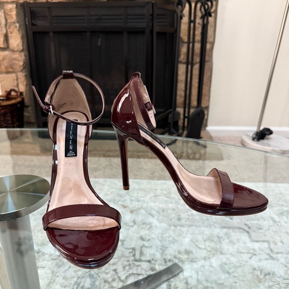 Steve Madden Burgundy Red Wine Rykie Heel Sandal Women’s Size 8.5 - Picture 2 of 8